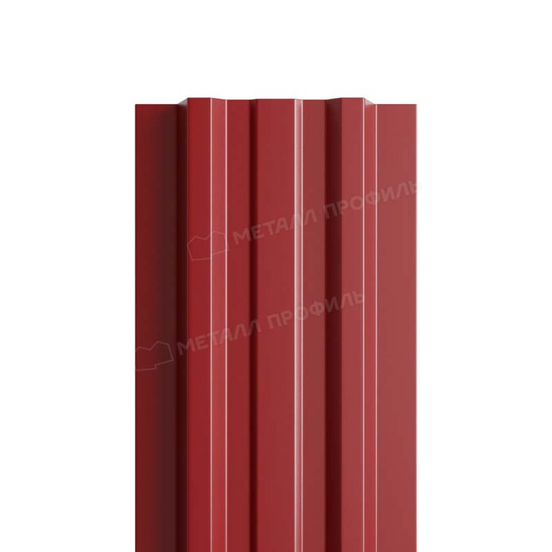 Штакетник металлический МП LANE-T прямой PE 0,45мм красный 3011