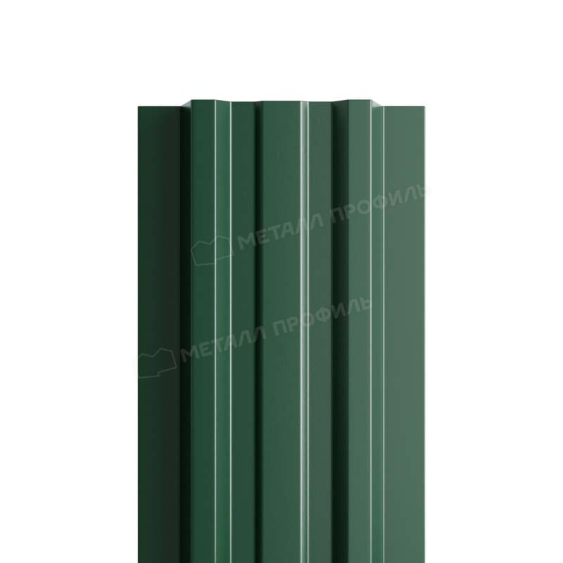Штакетник металлический МП LANE-T прямой PE двусторонний 0,45мм темно-зеленый 6005