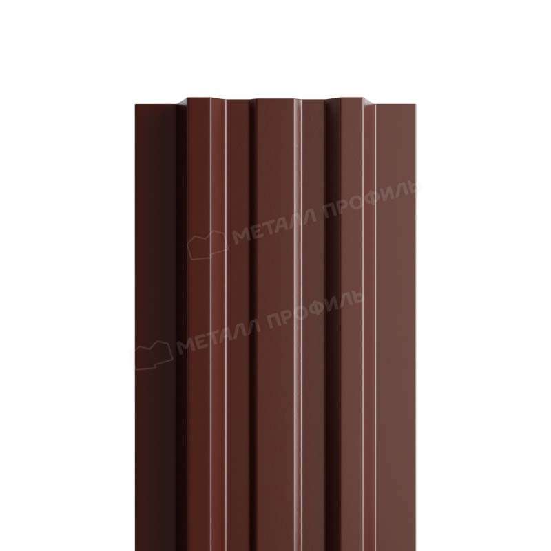 Штакетник металлический МП LANE-T прямой PE 0,40мм коричневый 8017