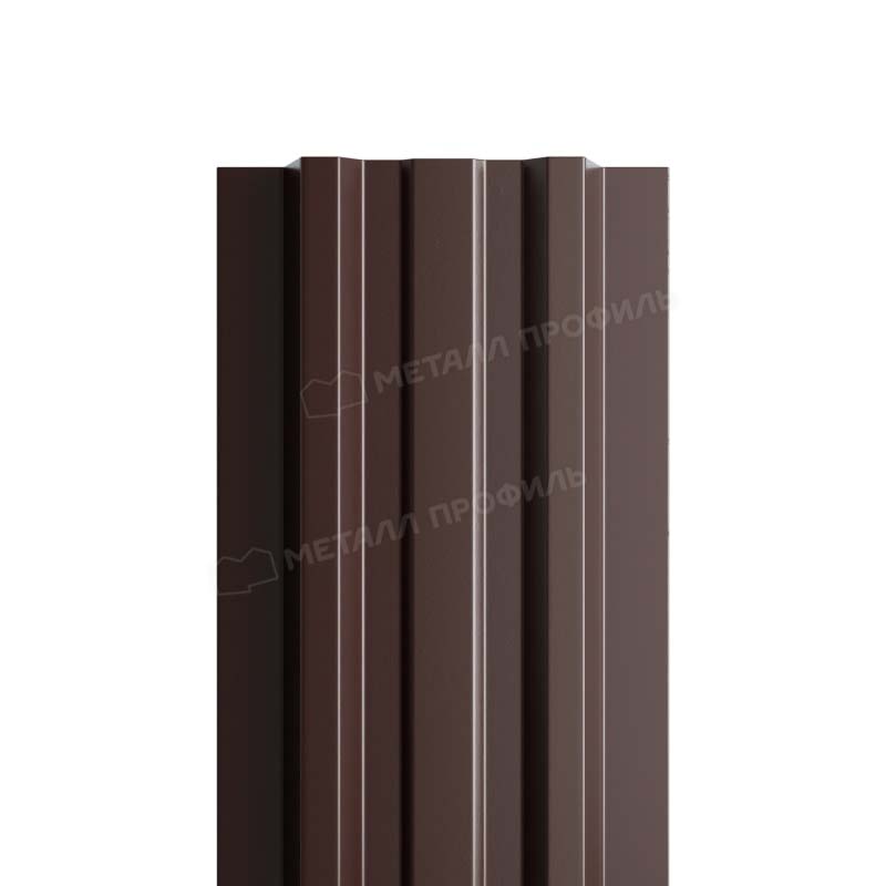 Штакетник металлический МП LANE-T прямой PE 0,45мм темно-коричневый RR32