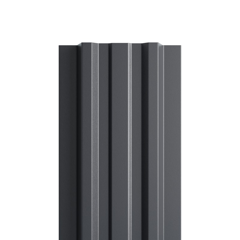 Штакетник металлический МП LANE-T прямой VikingMP E матовый текстурированный темно-серый 7024