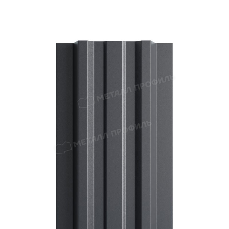 Штакетник металлический МП LANE-T прямой PURMAN темно-серый 7024