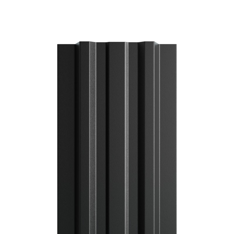 Штакетник металлический МП LANE-T прямой VikingMP E матовый текстурированный черный 9005