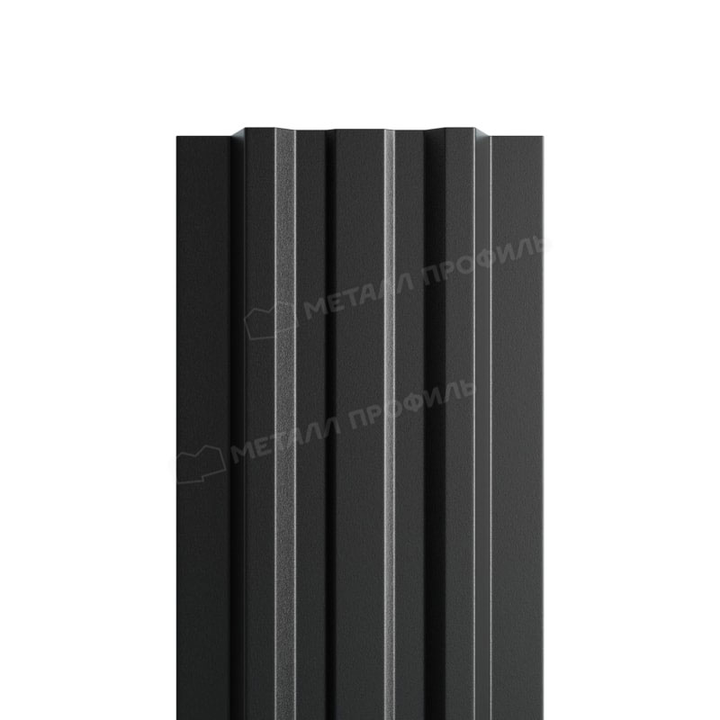 Штакетник металлический МП LANE-T прямой PURMAN черный 9005
