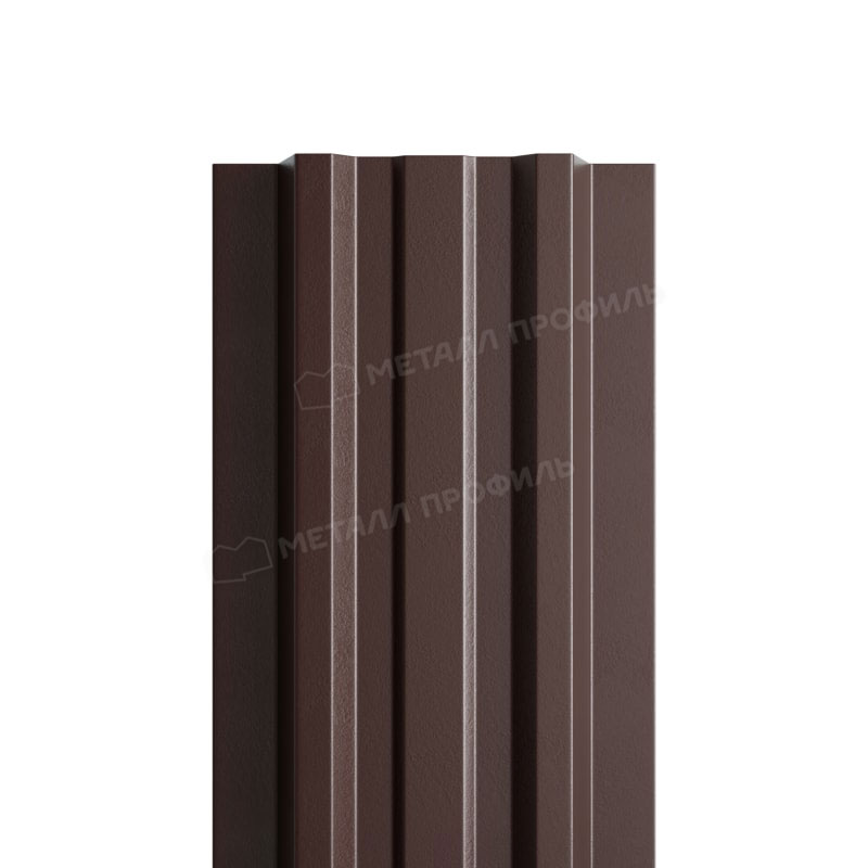 Штакетник металлический МП LANE-T прямой VikingMP E матовый текстурированный темно-коричневый RR32
