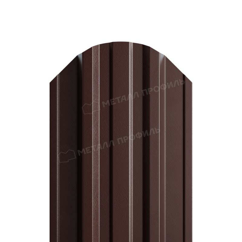 Штакетник металлический круглый МП TRAPEZE-O фигурный NormanMP темно-коричневый RR32