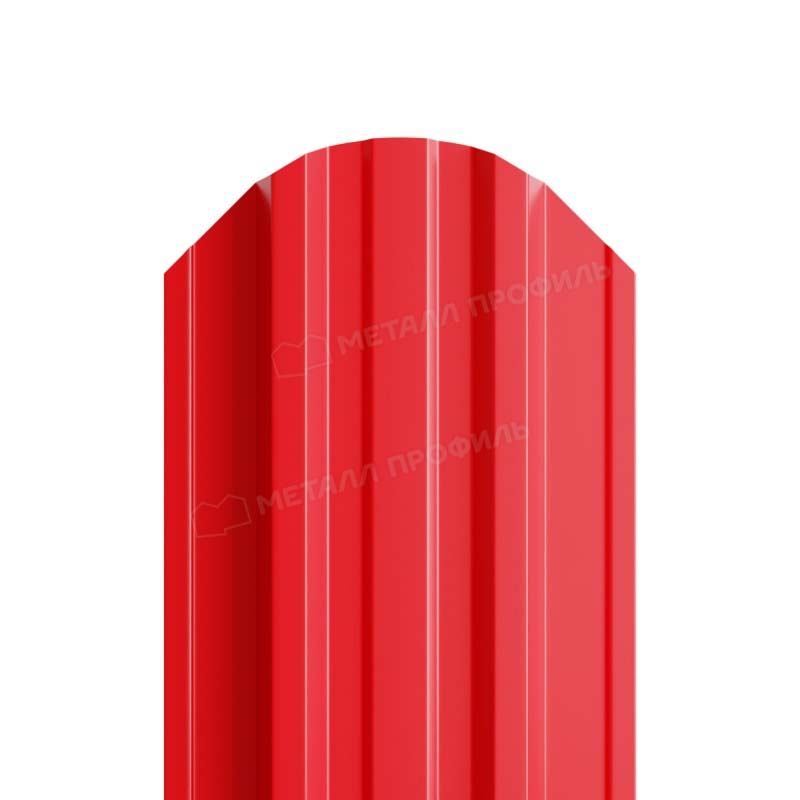 Штакетник металлический круглый МП TRAPEZE-O фигурный PE 0,45мм ярко-красный 3020