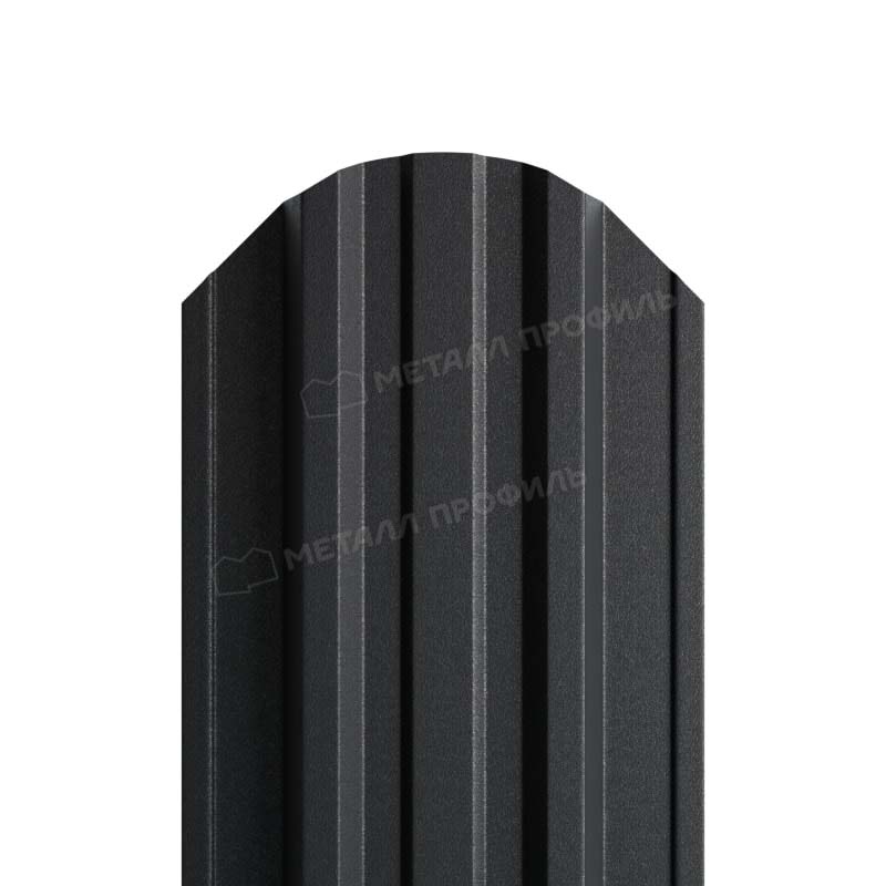 Штакетник металлический круглый МП TRAPEZE-O фигурный Viking черный 9005