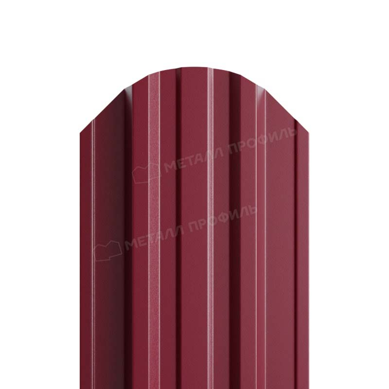 Штакетник металлический круглый МП TRAPEZE-O фигурный PE 0,40мм темно-красный 3005