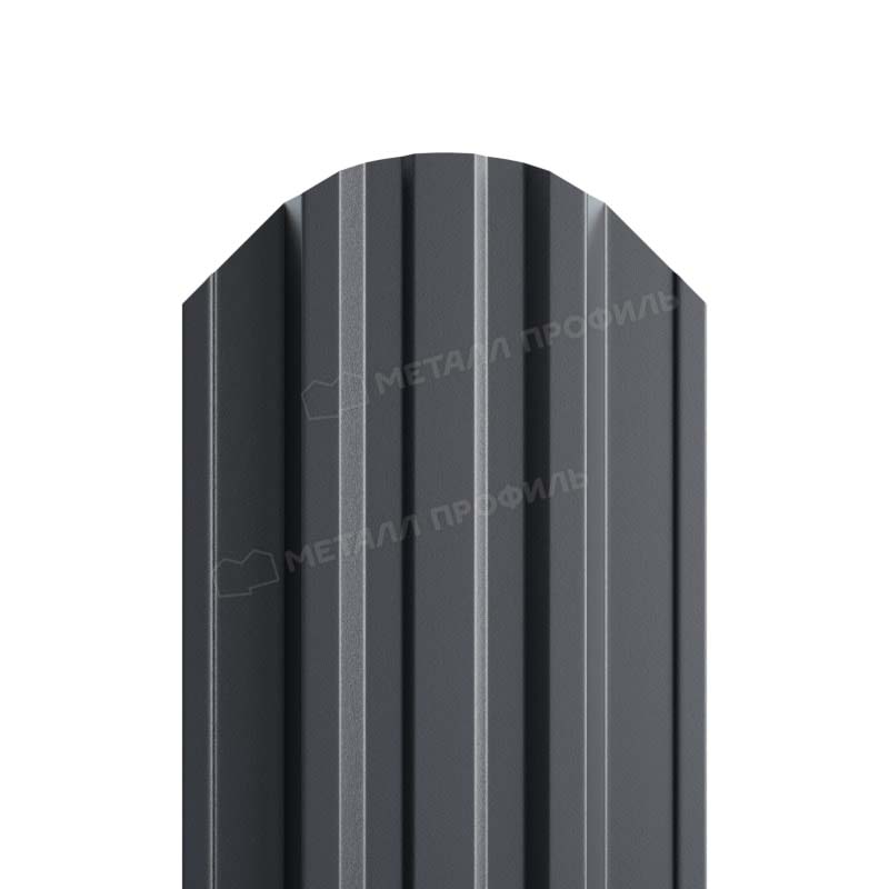 Штакетник металлический МП TRAPEZE-O фигурный Puretan темно-серый RR23