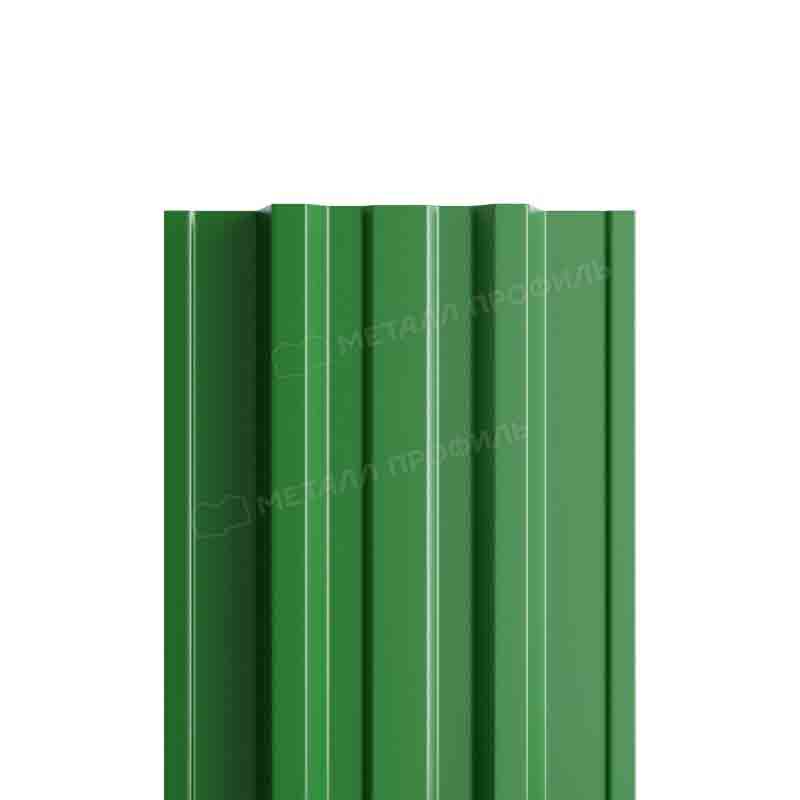 Штакетник металлический круглый МП TRAPEZE-T прямой PE 0,45мм зеленый 6002