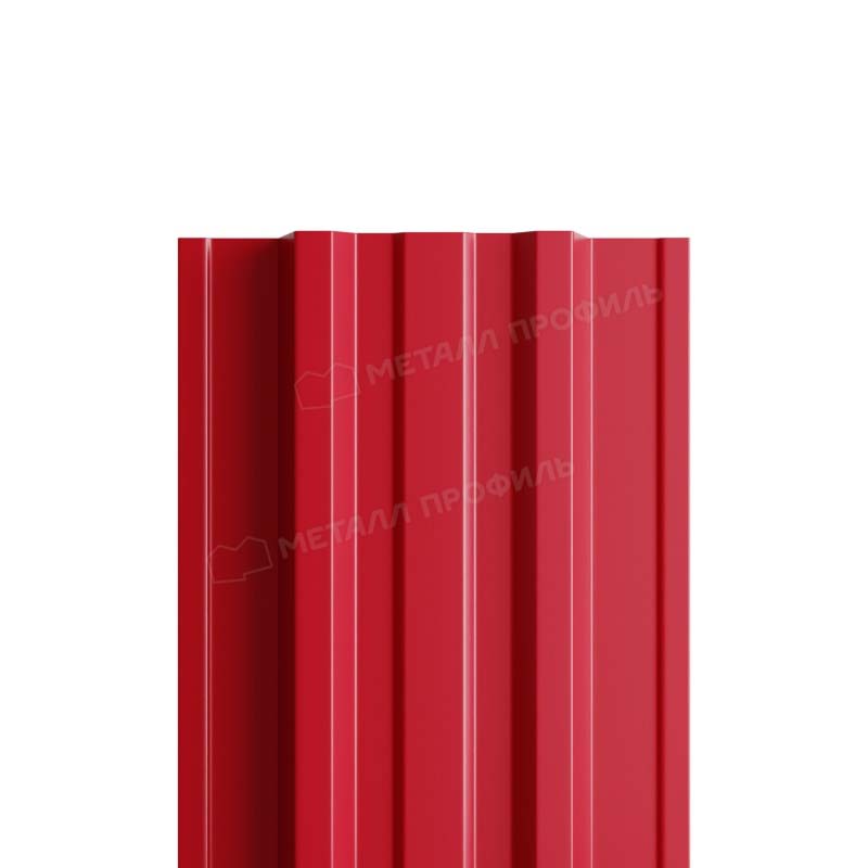 Штакетник металлический круглый МП TRAPEZE-T прямой PE 0,45мм рубиново-красный 3003