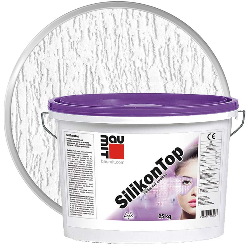 <b>SilikonTop Короед R 3мм</b> белая БАЗА 25 кг Штукатурка декоративная силиконовая Baumit, SilikonTop Короед белая R 3мм БАЗА 25 кг Штукатурка декоративная Baumit