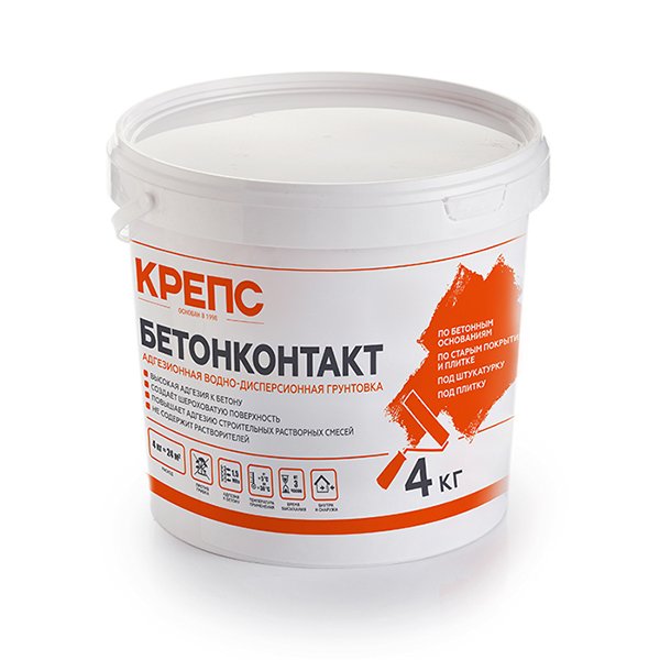 БЕТОНОКОНТАКТ 4кг Грунт адгезионный КРЕПС, Розовый