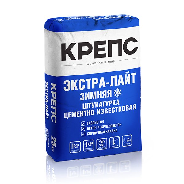 ЭКСТРА-ЛАЙТ 25кг Штукатурка цементно-известковая д/ручн и машин нанесения ЗИМА фр-ия 0.63мм КРЕПС, Серый купить в Санкт-Петербурге ЭКСТРА-ЛАЙТ 25кг Штукатурка цементно-известковая д/ручн и машин нанесения ЗИМА фр-ия 0.63мм КРЕПС, Серый