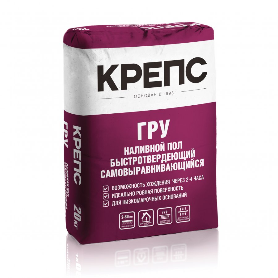 ГРУ 20кг Состав универсальный самовыравнивающийся КРЕПС, Серый