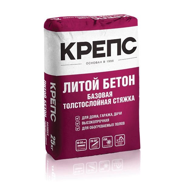 СВ-ПОЛ 25кг Ровнитель для пола литой бетон КРЕПС, Серый