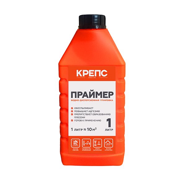 ПРАЙМЕР 1кг Грунт КРЕПС, В объеме - белый, после высыхания прозрачный