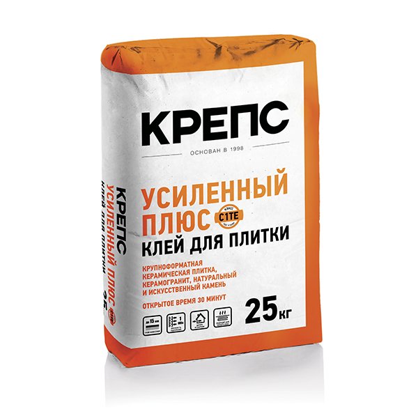 УСИЛЕННЫЙ ПЛЮС 25кг Клей для плитки КРЕПС, Серый
