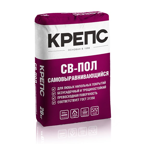 СВ-ПОЛ финишный состав самовыравнивающийся для пола слой 2-6мм, 20кг Состав для пола самовыравнивающийся финишный 2-6мм КРЕПС купить в Санкт-Петербурге СВ-ПОЛ финишный состав самовыравнивающийся для пола слой 2-6мм, 20кг Состав для пола самовыравнивающийся финишный 2-6мм КРЕПС