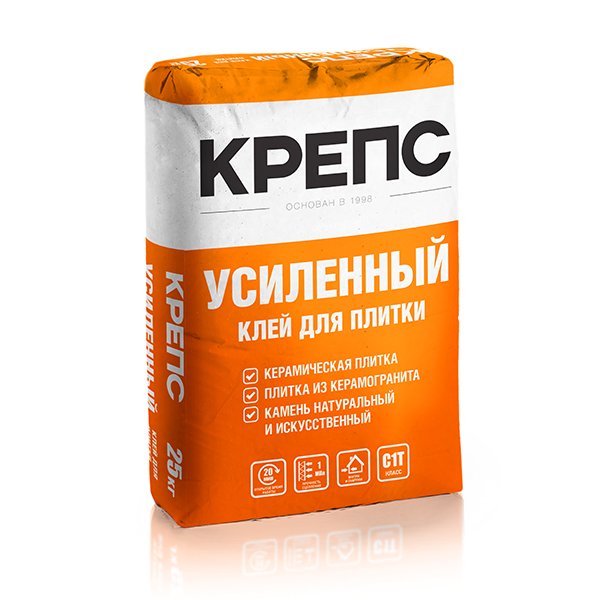 УСИЛЕННЫЙ 25кг Клей для плитки и керамогранита ЗИМА адгезия 1Мпа КРЕПС, Серый купить в Санкт-Петербурге УСИЛЕННЫЙ 25кг Клей для плитки и керамогранита ЗИМА адгезия 1Мпа КРЕПС, Серый