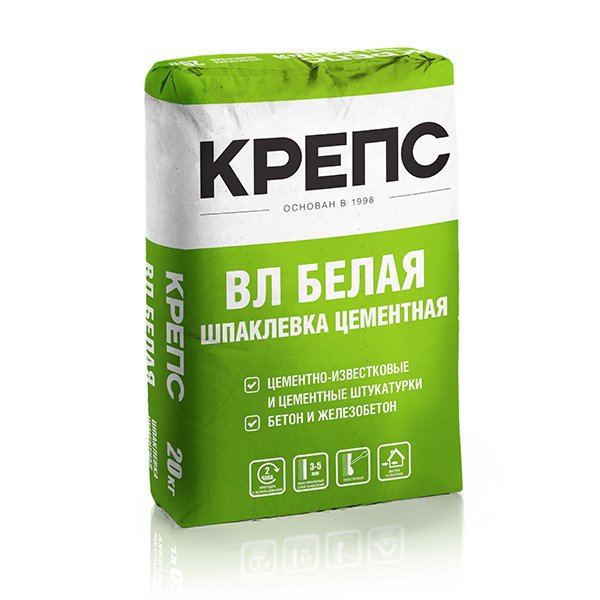 ВЛ 20кг Шпаклевка фасадная цементная Белый КРЕПС, Белый купить в Санкт-Петербурге ВЛ 20кг Шпаклевка фасадная цементная Белый КРЕПС, Белый
