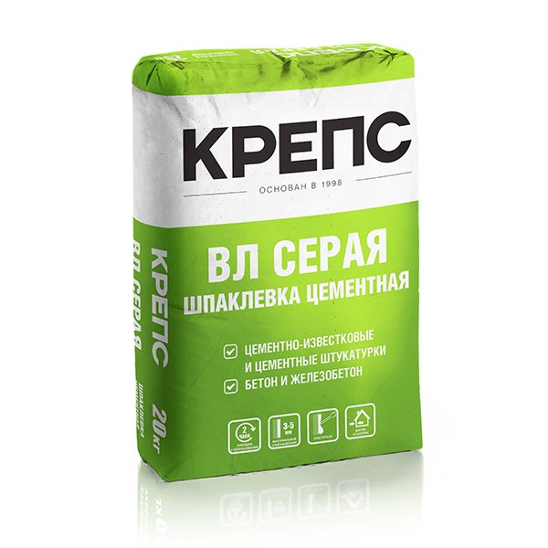 ВЛ 20кг Шпаклевка фасадная цементная Серый КРЕПС, Серый купить в Санкт-Петербурге ВЛ 20кг Шпаклевка фасадная цементная Серый КРЕПС, Серый