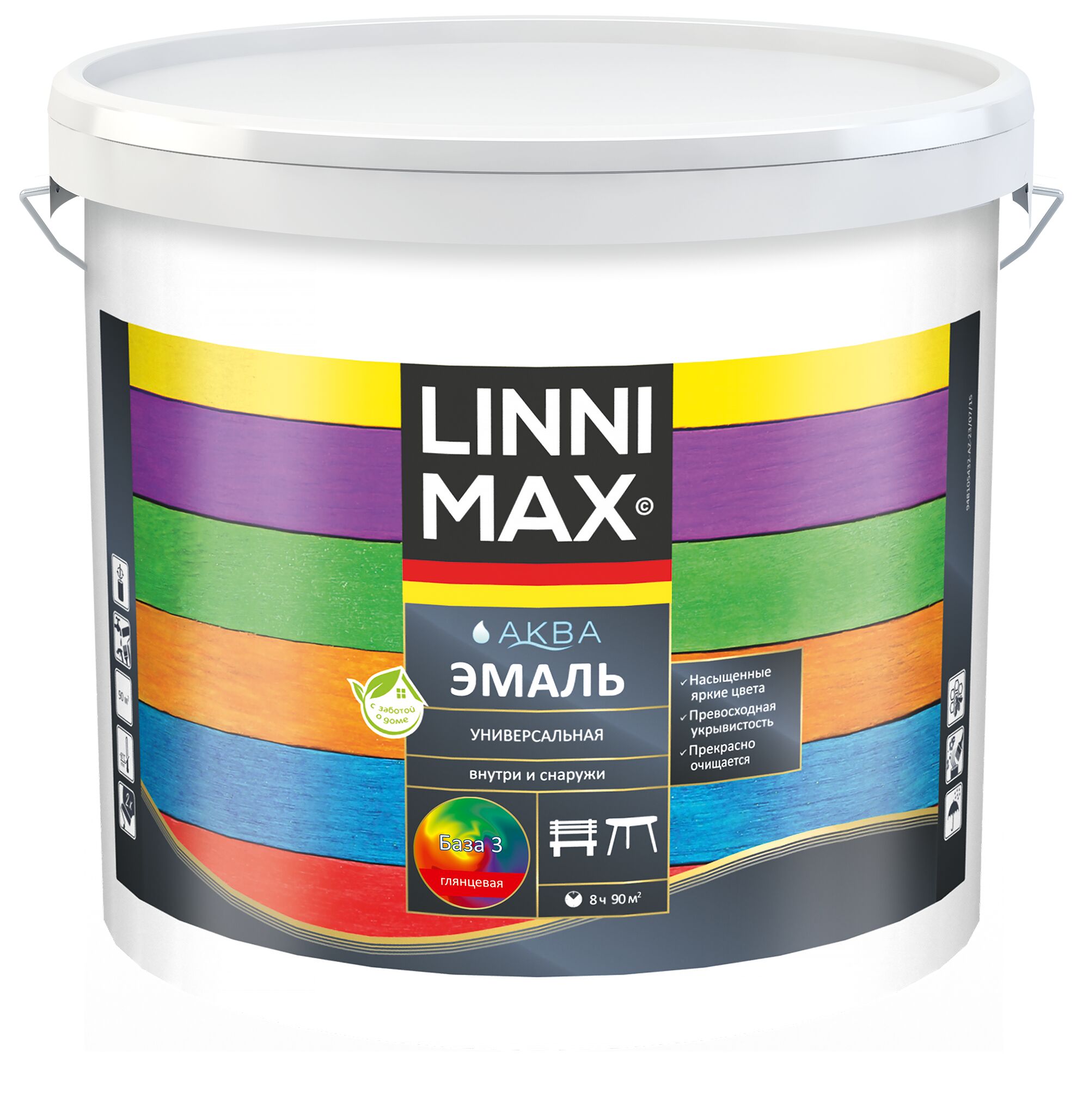 Аква Эмаль универсальная глянцевая 8,46л акриловая База3 LINNIMAX, Аква Эмаль универсальная глянцевая 8,46л акриловая База3 LINNIMAX купить в Санкт-Петербурге Аква Эмаль универсальная глянцевая 8,46л акриловая База3 LINNIMAX, Аква Эмаль универсальная глянцевая 8,46л акриловая База3 LINNIMAX