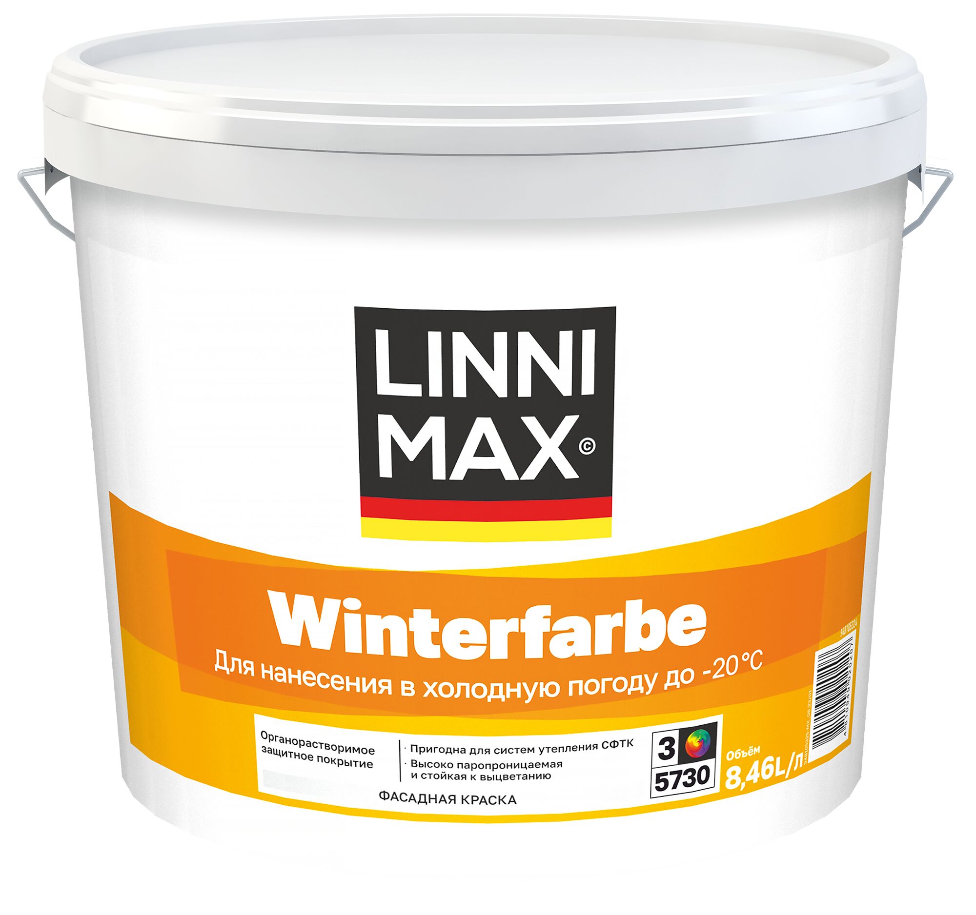 Winterfarbe 8,46л Краска органорастворимая д/наружных работ База3 LINNIMAX, Winterfarbe 8,46л Краска органорастворимая д/наружных работ База3 LINNIMAX