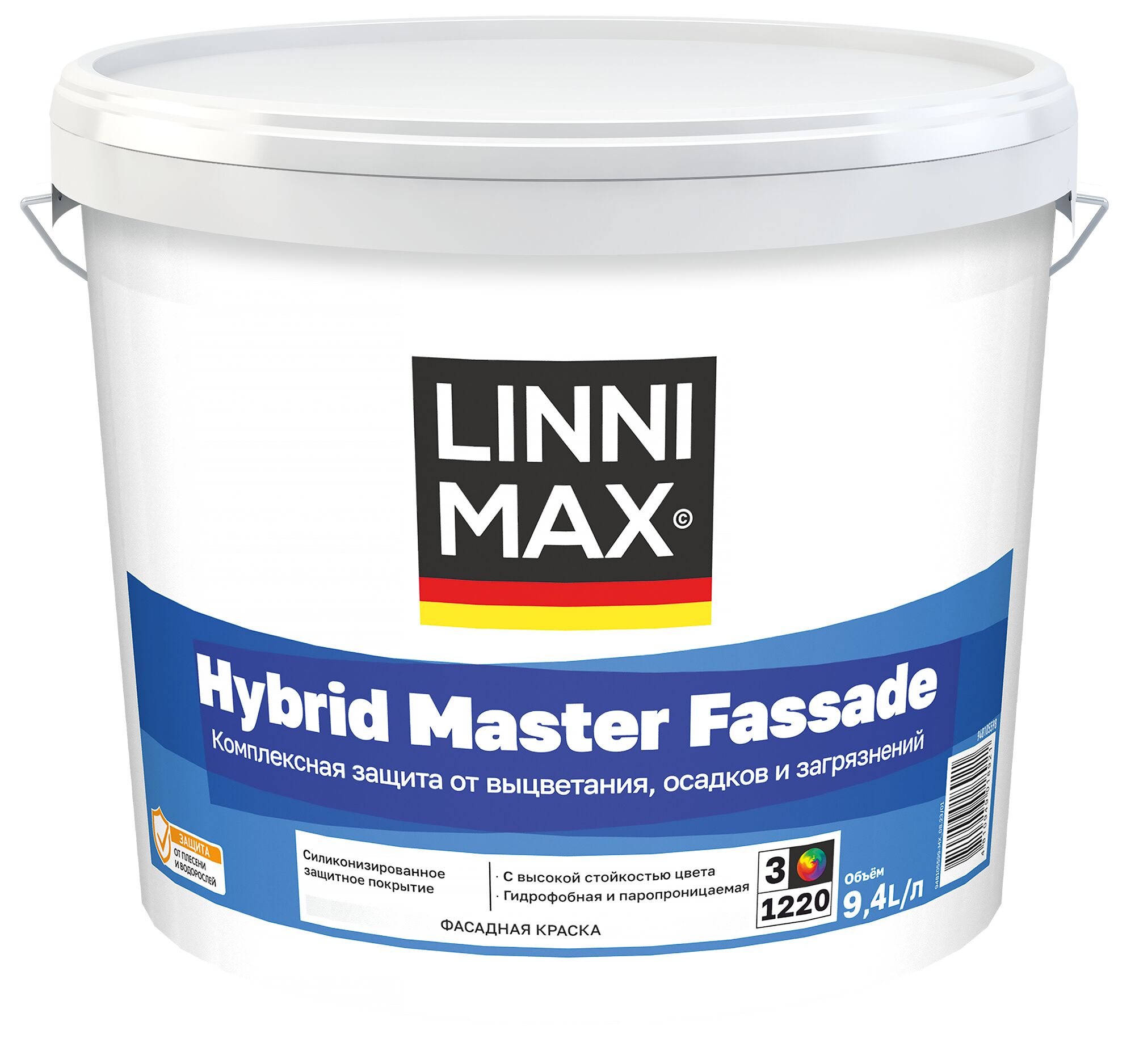 Hybrid Master Fassade 9,4л Краска силикон модифицированная д/наружных работ База3 LINNIMAX, Hybrid Master Fassade 9,4л Краска силикон модифицированная д/наружных работ База3 LINNIMAX