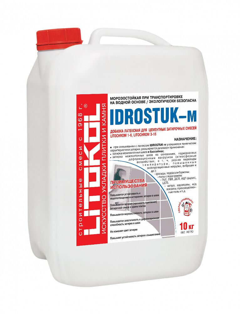 IDROSTUK - м 10кг Добавка латексная для затирки белый LITOKOL, белый купить в Санкт-Петербурге IDROSTUK - м 10кг Добавка латексная для затирки белый LITOKOL, белый