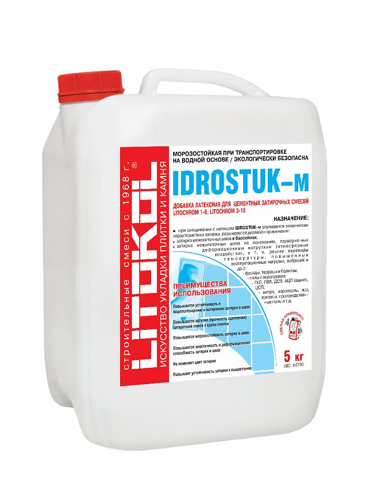 IDROSTUK - м 5кг Добавка латексная для затирки белый LITOKOL, белый купить в Санкт-Петербурге IDROSTUK - м 5кг Добавка латексная для затирки белый LITOKOL, белый
