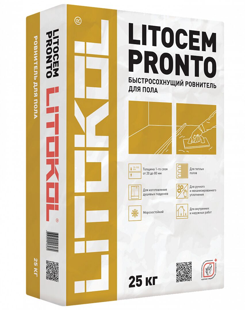 LITOCEM PRONTO 25кг Смесь д/формовки душевых поддонов и устройства стяжек пола серый LITOKOL, серый купить в Санкт-Петербурге LITOCEM PRONTO 25кг Смесь д/формовки душевых поддонов и устройства стяжек пола серый LITOKOL, серый