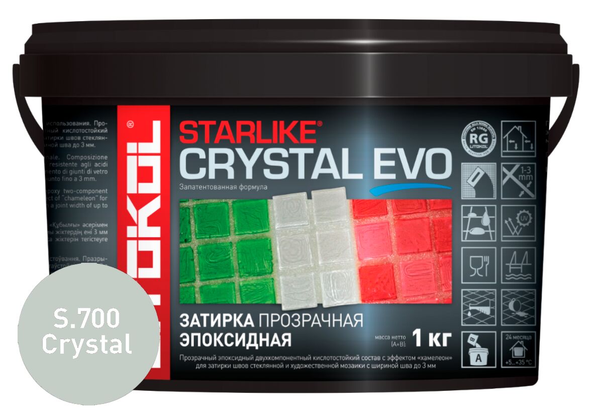 STARLIKE CRYSTAL EVO 1кг Прозрачная химстойкая затирка с эффектом хамелеон S.700 CRYSTAL LITOKOL, S.700 CRYSTAL купить в Санкт-Петербурге STARLIKE CRYSTAL EVO 1кг Прозрачная химстойкая затирка с эффектом хамелеон S.700 CRYSTAL LITOKOL, S.700 CRYSTAL