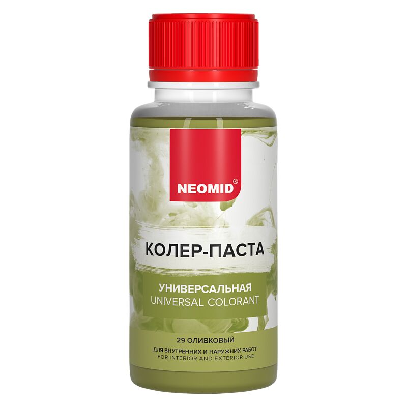 Колер-паста универсальная Палитра №1 100мл Для внутренних и наружних работ NEOMID, оливковый купить в Санкт-Петербурге Колер-паста универсальная Палитра №1 100мл Для внутренних и наружних работ NEOMID, оливковый