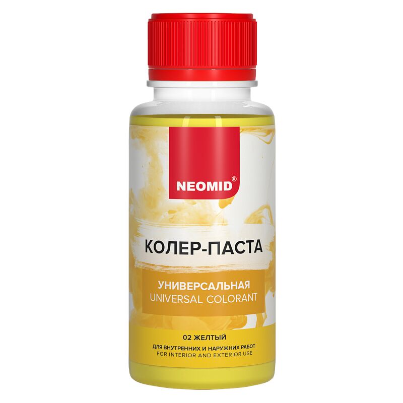 Колер-паста универсальная Палитра №1 100мл Для внутренних и наружних работ NEOMID, жёлтый купить в Санкт-Петербурге Колер-паста универсальная Палитра №1 100мл Для внутренних и наружних работ NEOMID, жёлтый