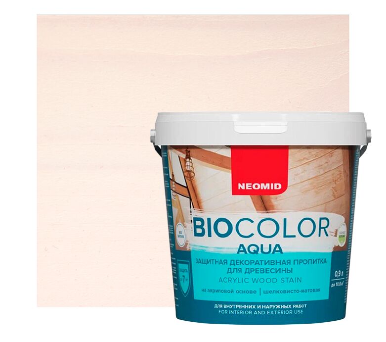 BIO COLOR aqua 0,9л пропитка готовый NEOMID, белый купить в Санкт-Петербурге BIO COLOR aqua 0,9л пропитка готовый NEOMID, белый