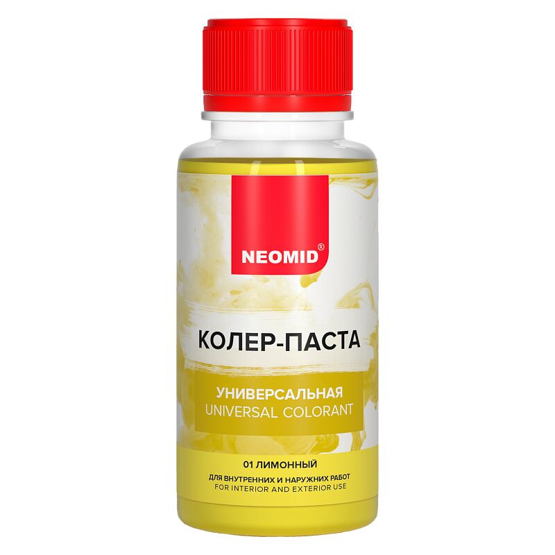 Колер-паста универсальная Палитра №1 100мл Для внутренних и наружних работ NEOMID, лимонный купить в Санкт-Петербурге Колер-паста универсальная Палитра №1 100мл Для внутренних и наружних работ NEOMID, лимонный