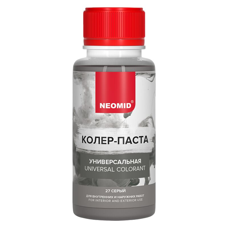 Колер-паста универсальная Палитра №1 100мл Для внутренних и наружних работ NEOMID, серый купить в Санкт-Петербурге Колер-паста универсальная Палитра №1 100мл Для внутренних и наружних работ NEOMID, серый