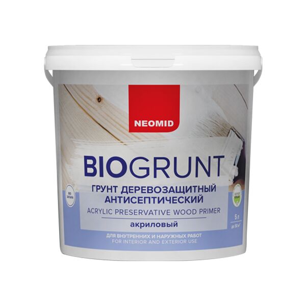 NEOMID Bio Грунт 5л универсальный деревозащитный акриловый готовый, бесцветный, колеруется купить в Санкт-Петербурге NEOMID Bio Грунт 5л универсальный деревозащитный акриловый готовый, бесцветный, колеруется