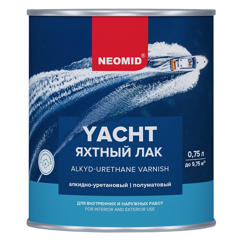 Яхтный лак алкидно-уретановый 0,75л п/матовый готовый NEOMID, бесцветный купить в Санкт-Петербурге Яхтный лак алкидно-уретановый 0,75л п/матовый готовый NEOMID, бесцветный