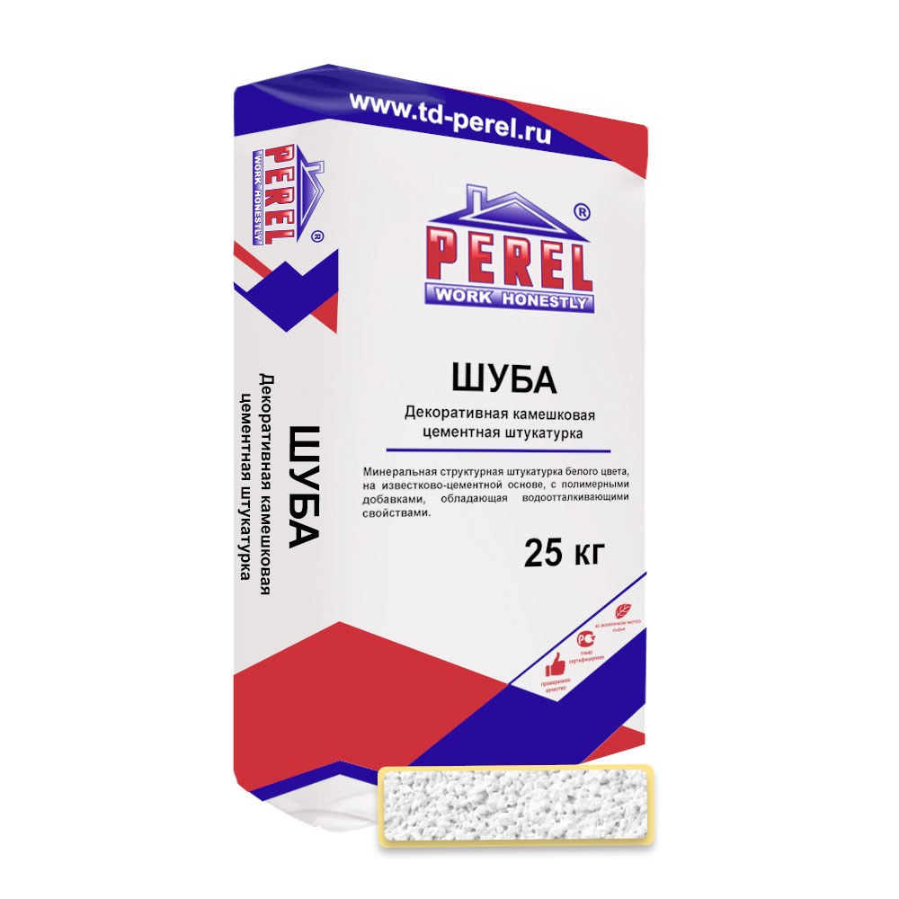 Минеральная декоративная штукатурка Perel Cemento Шуба, 25 кг, белый купить в Санкт-Петербурге Минеральная декоративная штукатурка Perel Cemento Шуба, 25 кг, белый