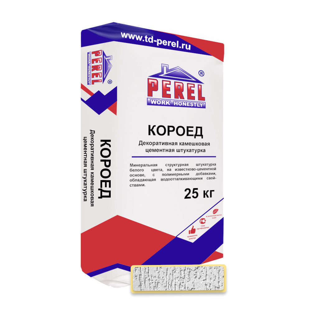 Минеральная декоративная штукатурка Perel Cemento Короед, 25 кг, белый купить в Санкт-Петербурге Минеральная декоративная штукатурка Perel Cemento Короед, 25 кг, белый