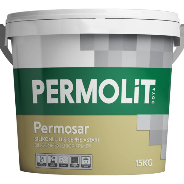 PERMOSAR 15кг грунтовка укрывная силиконовая 1:1 PERMOLIT, Белый