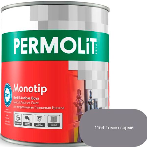 MONOTIP 0.75л краска глянц антикоррозионная 3в1 parlak темно-коричневый PERMOLIT купить в Санкт-Петербурге