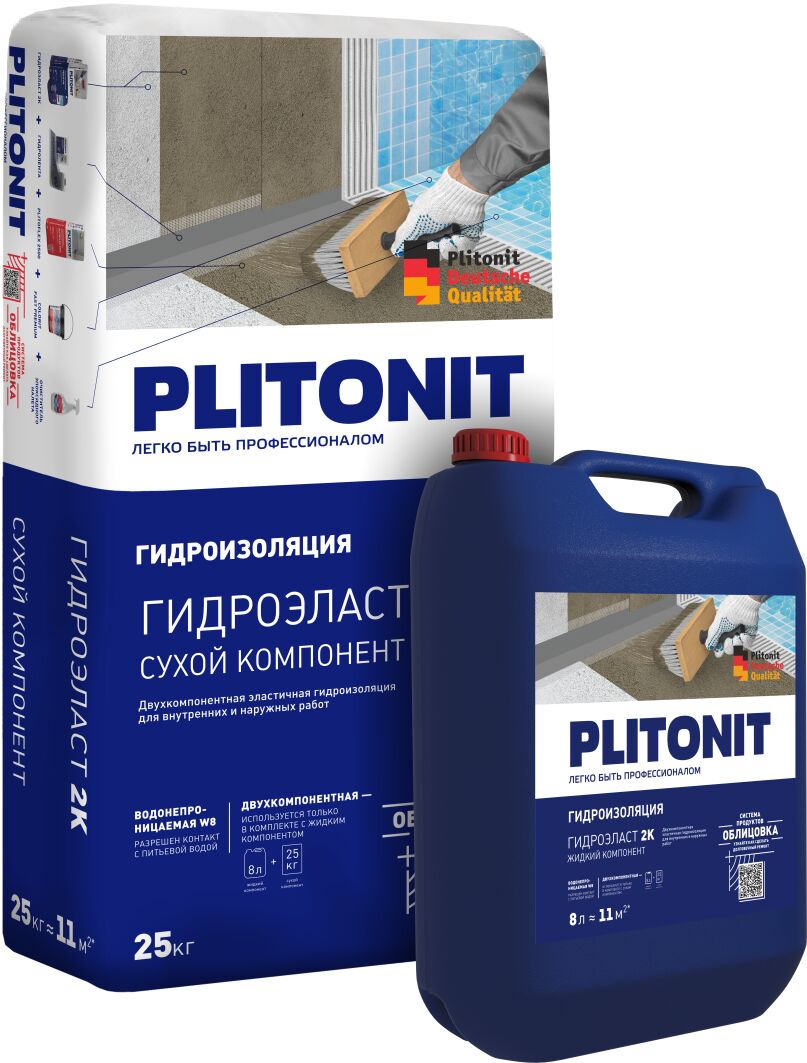 PLITONIT ГидроЭласт 2К (жидк.) -8 двухкомпонентная гидроизоляция