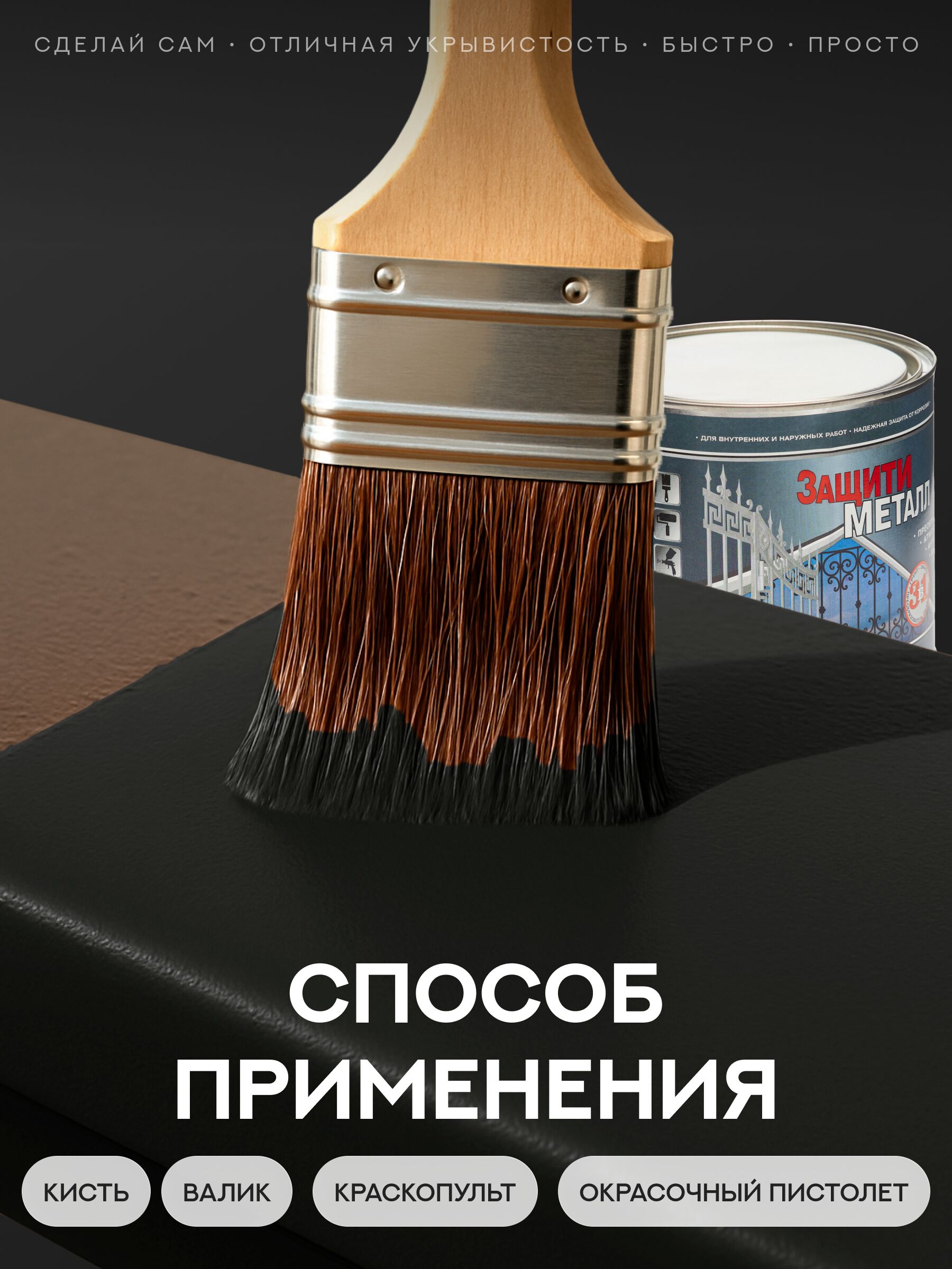 Защити металл Грунт эмаль (2кг) черный RAL9005 Сделай ПОЛ