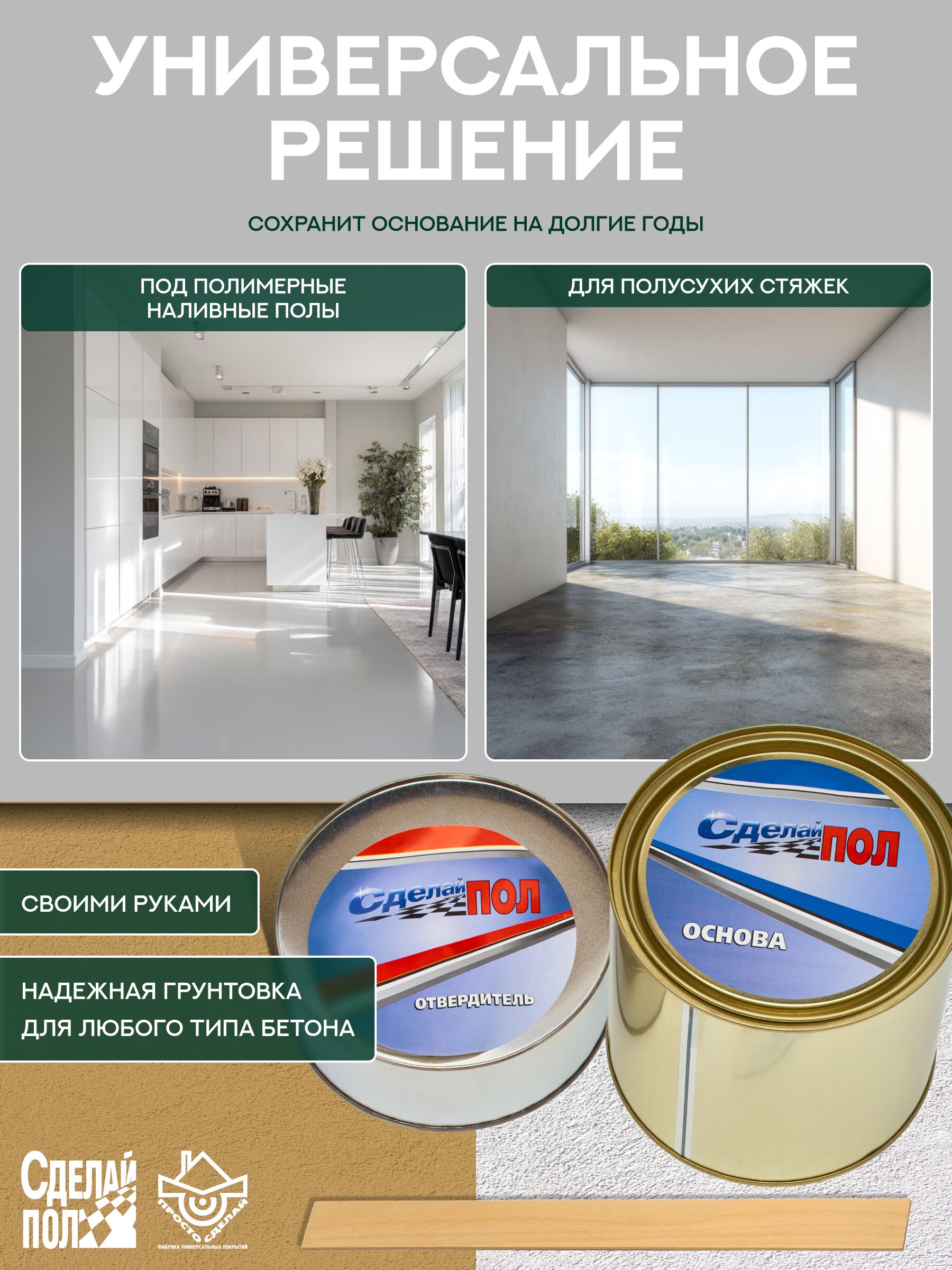 Укрепляющий комплект для пола 10м2 (2.445кг) Сделай ПОЛ