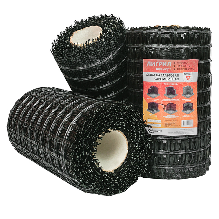 Сетка кладочная базальтовая Лигрил яч:25х25мм 0.50х50м 25м2, чёрный
