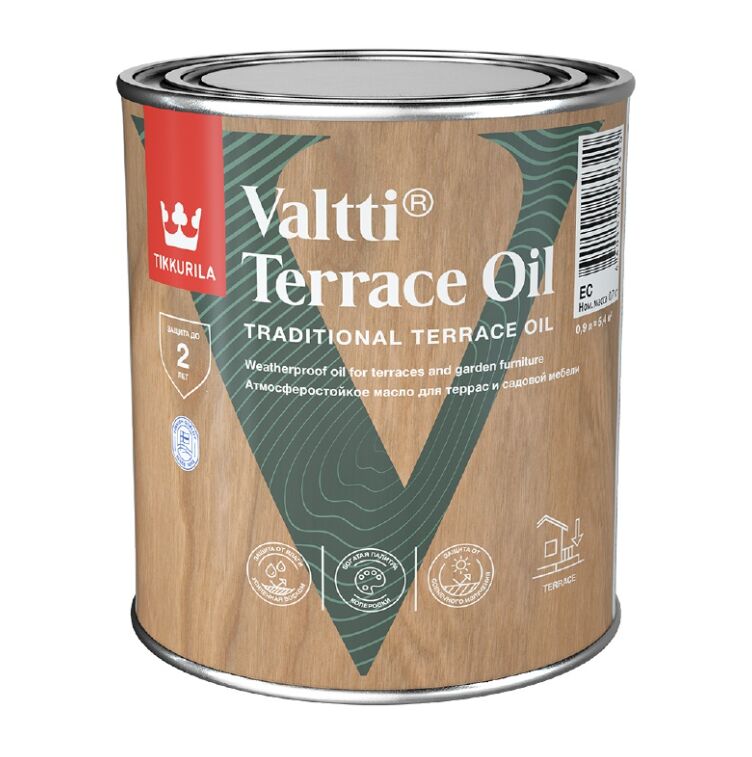 Масло для террас Валтти (VALTTI TERRACE OIL EC) 0.9л Тиккурила купить в Санкт-Петербурге